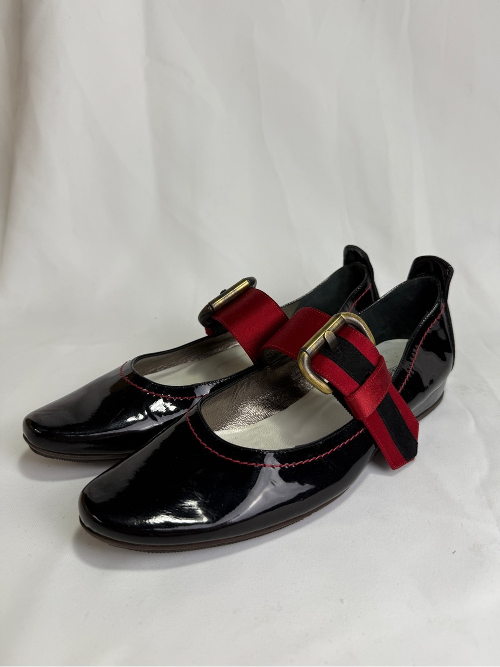 VTG Dove Nuotano Gil Squali Black Patent Leather Mary Jane Flats 6.5 Italian